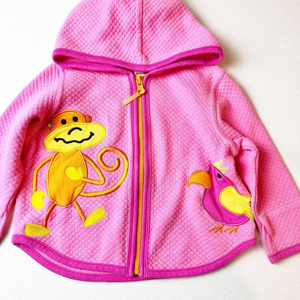 Hanna Andersson Pink Money Patch Cardigan Jacket Baby sz 6-12m